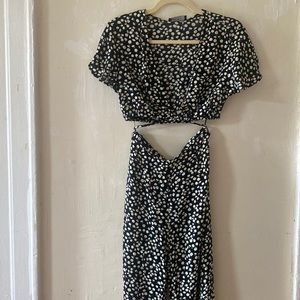 Bershka jumper , crisscross top and connected to bottom .